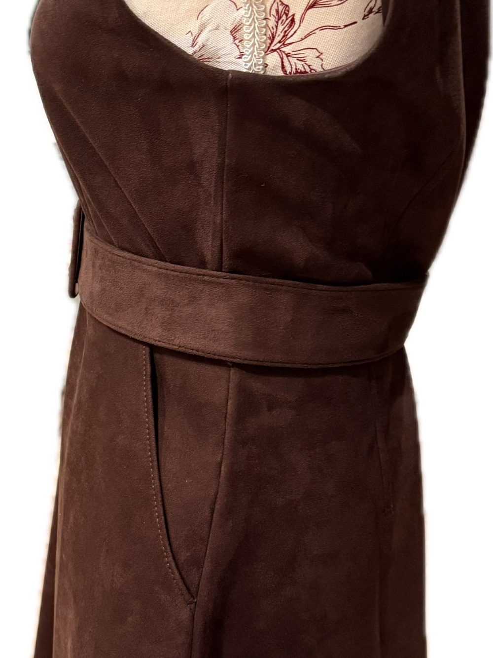 Ann Taylor Brown Suede Midi Dress with Belt